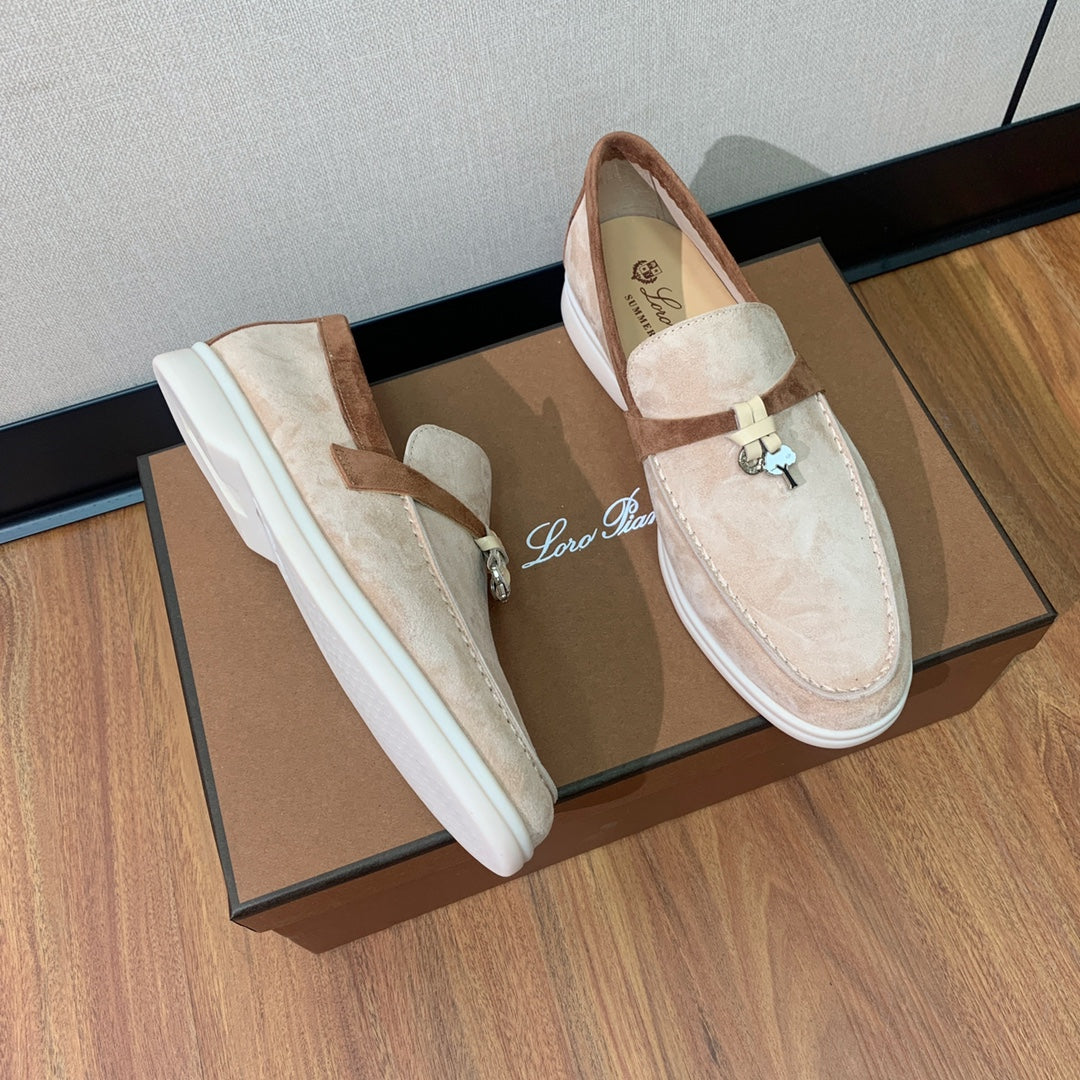 LP CHARMS WALK BABOUCHE LOAFERS ALMOND AND BROWN SUEDE
