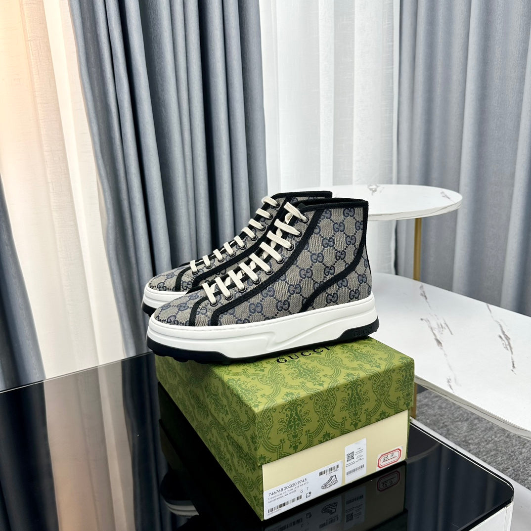 GG HIGH TOP SNEAKER FLATFORM LEAD CANVAS