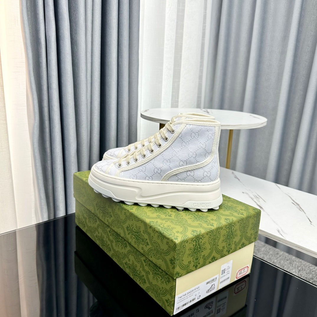 GG HIGH TOP SNEAKER FLATFORM PASTEL BLUE CANVAS