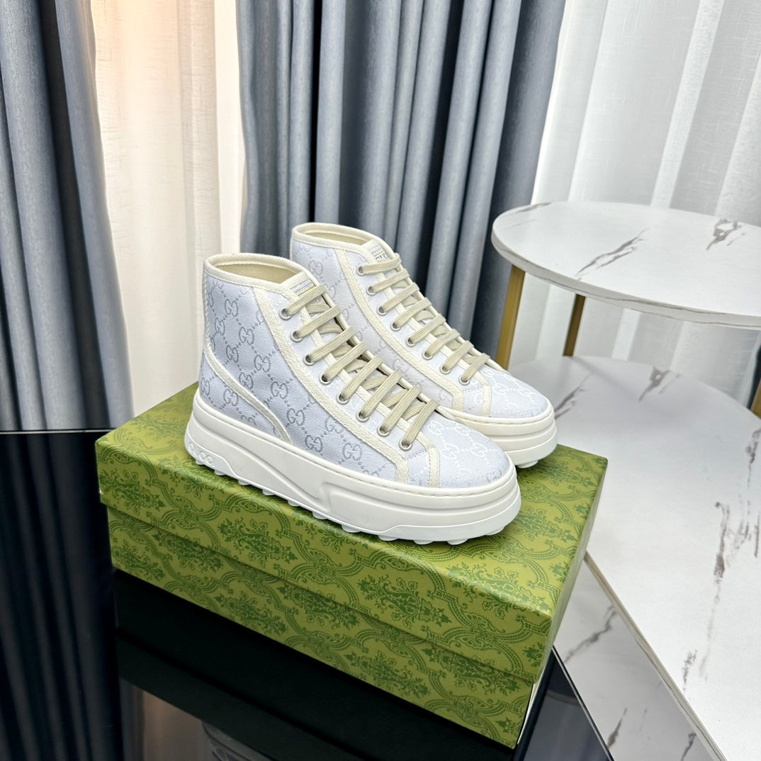 GG HIGH TOP SNEAKER FLATFORM PASTEL BLUE CANVAS