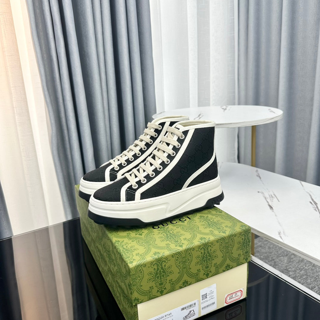 GG HIGH TOP SNEAKER FLATFORM BLACK CANVAS