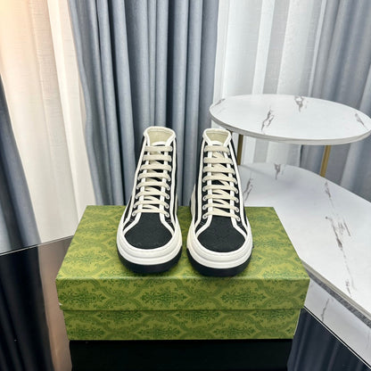 GG HIGH TOP SNEAKER FLATFORM BLACK CANVAS