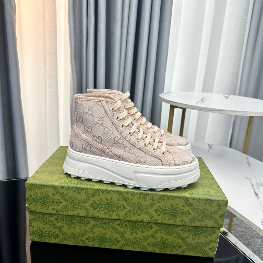GG HIGH TOP SNEAKER FLATFORM CREAM CANVAS