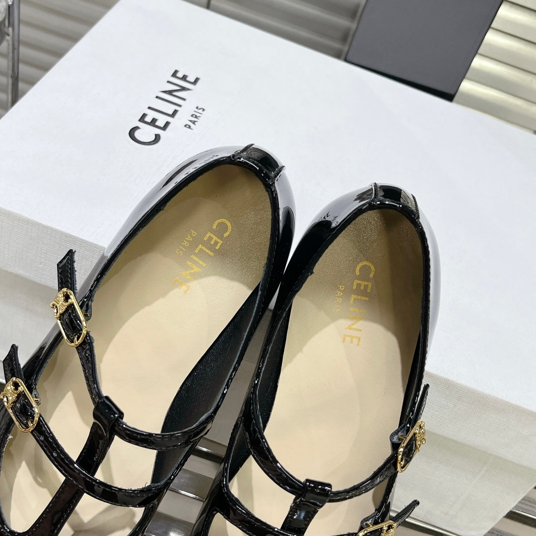 FLAT SANDALS WITH DOUBLE STRAP-DESIGN LEATHER BLACK