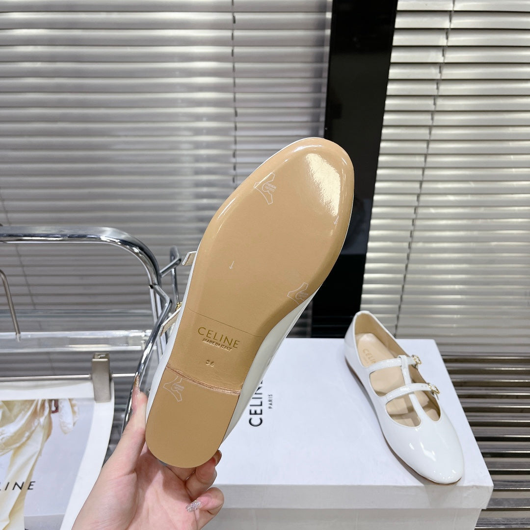 FLAT SANDALS WITH DOUBLE STRAP-DESIGN LEATHER WHITE