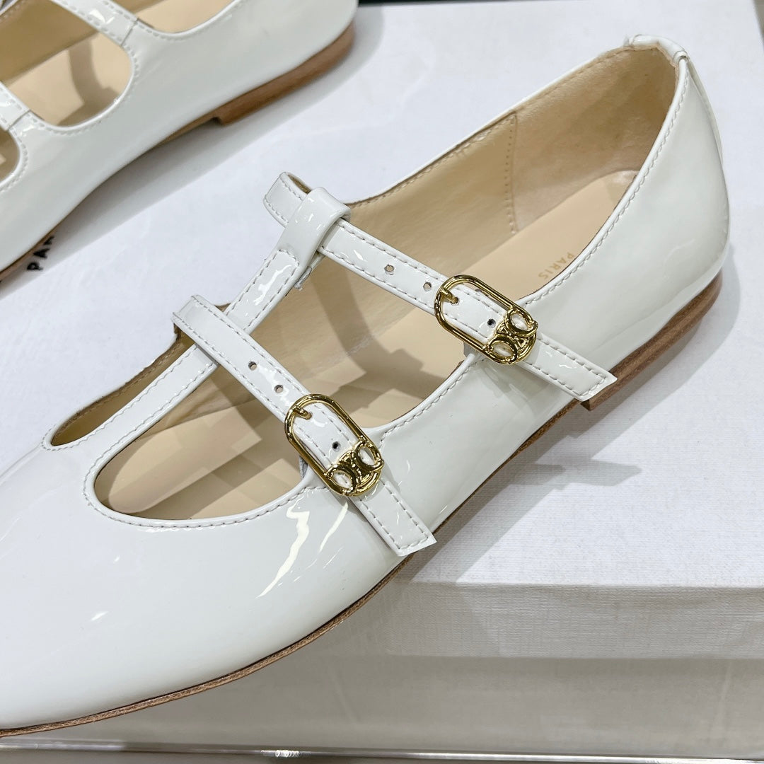 FLAT SANDALS WITH DOUBLE STRAP-DESIGN LEATHER WHITE