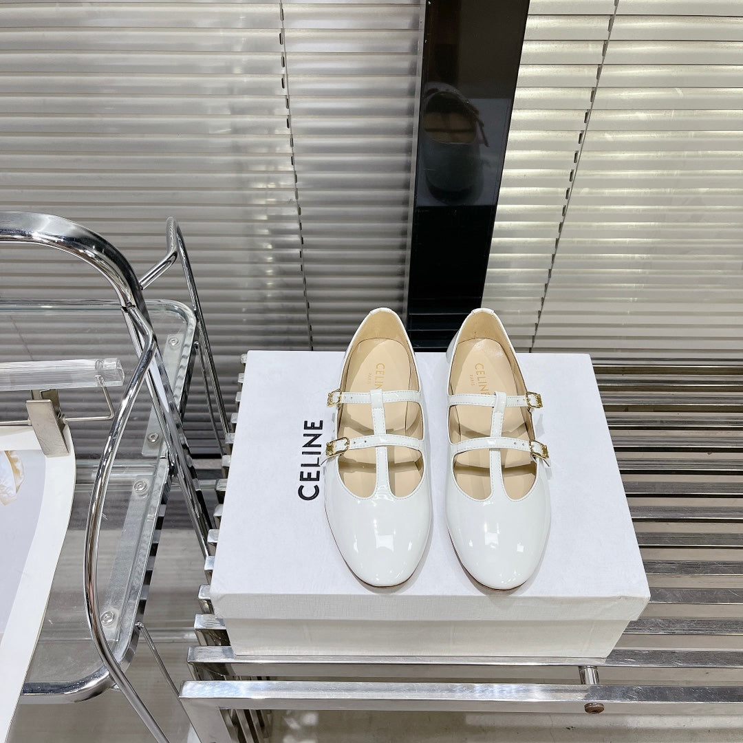 FLAT SANDALS WITH DOUBLE STRAP-DESIGN LEATHER WHITE