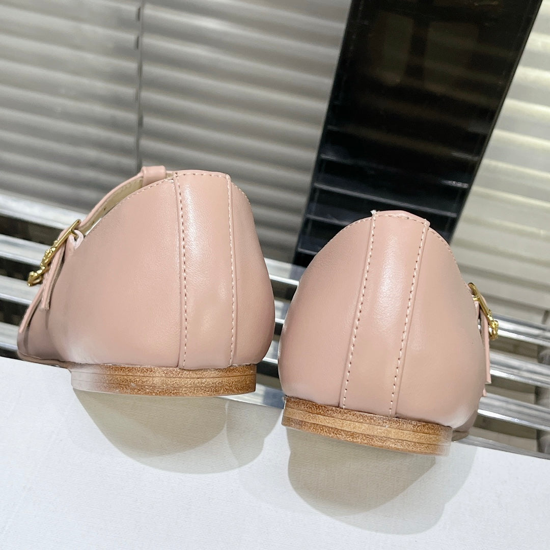 FLAT SANDALS WITH DOUBLE STRAP-DESIGN LEATHER ROSE PINK