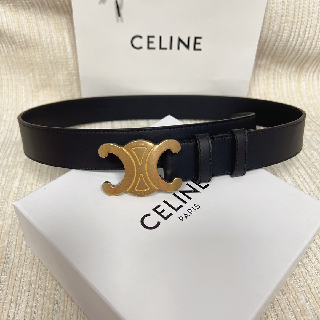 Triomphe Belt 35mm Black Calfskin Ghw