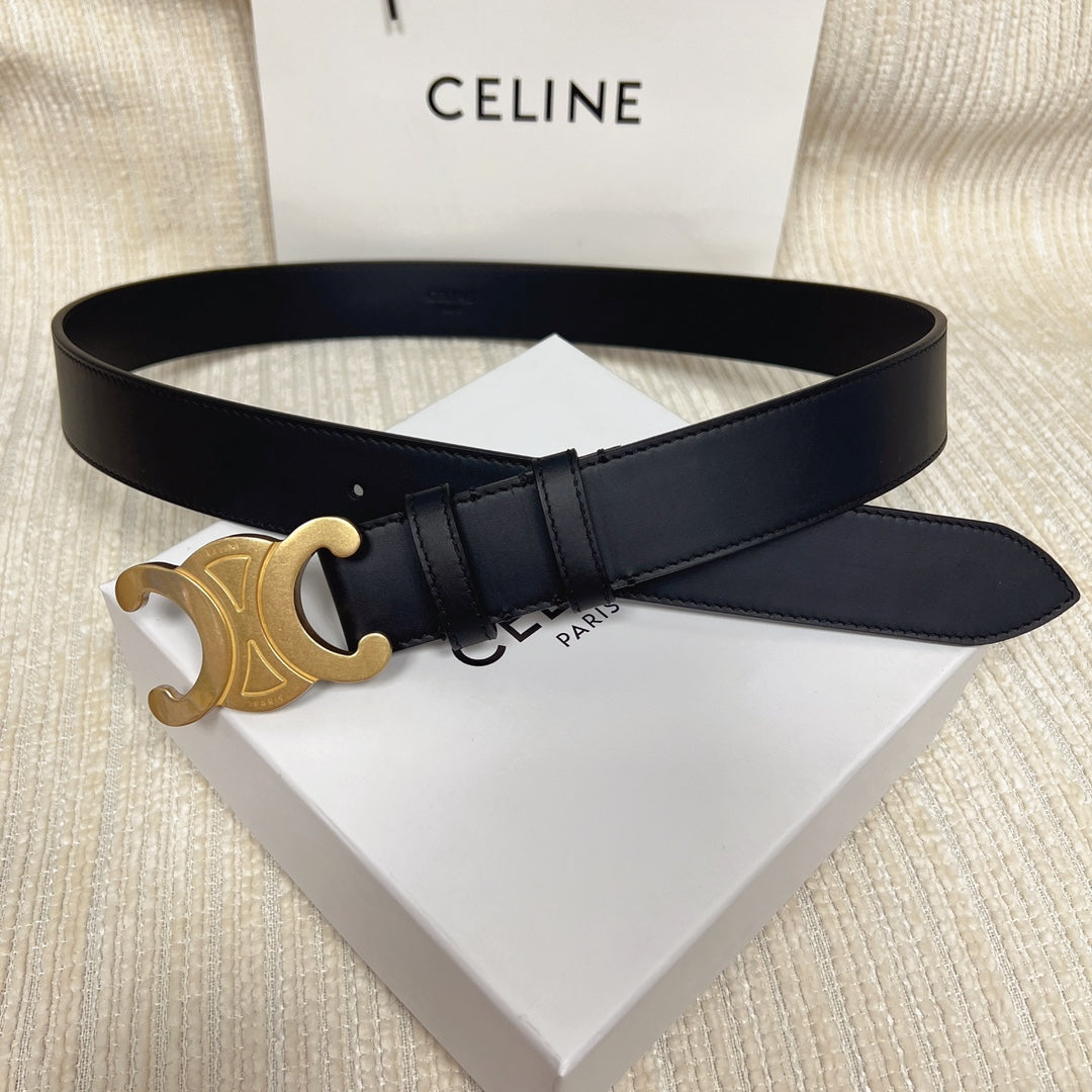 Triomphe Belt 35mm Black Calfskin Ghw