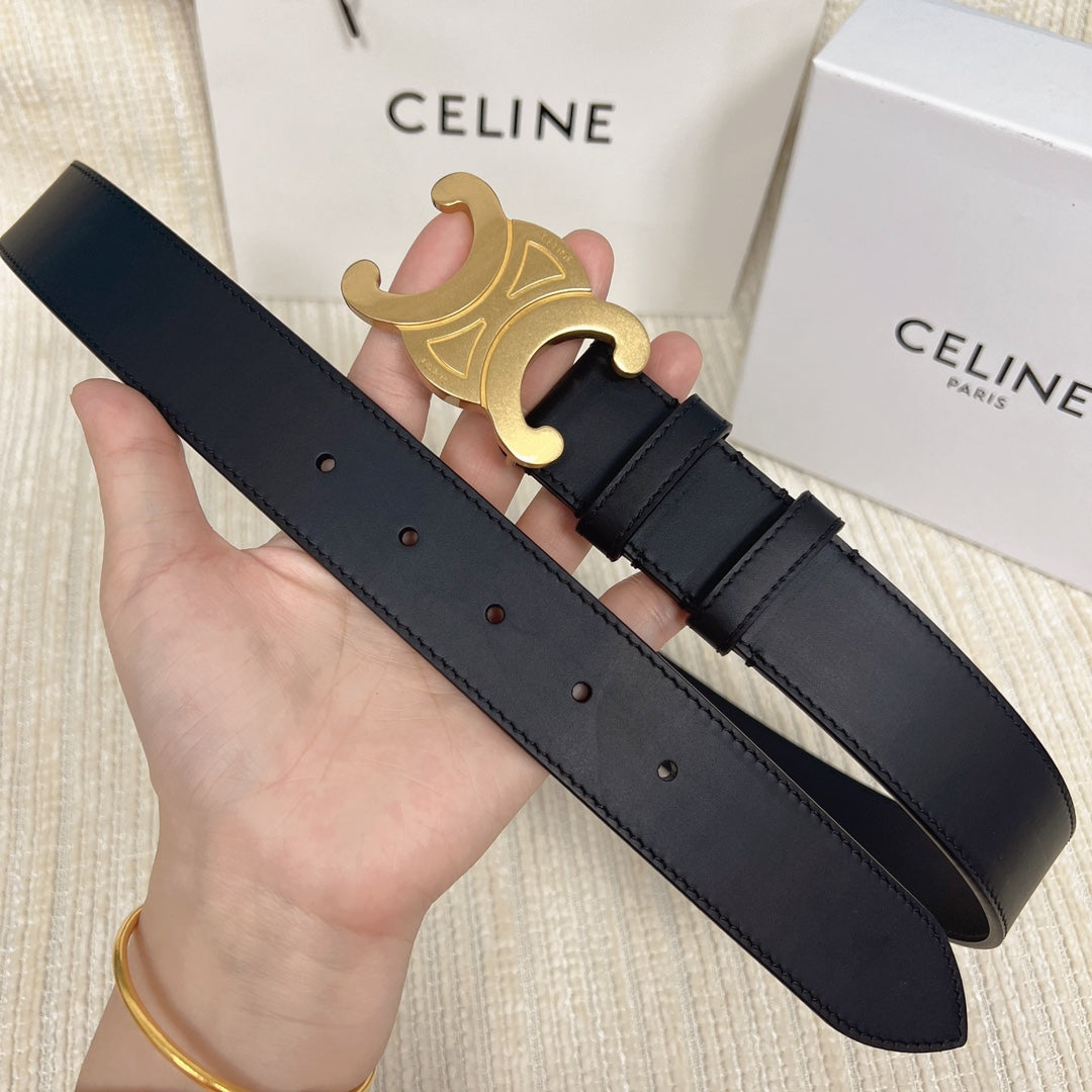 Triomphe Belt 35mm Black Calfskin Ghw