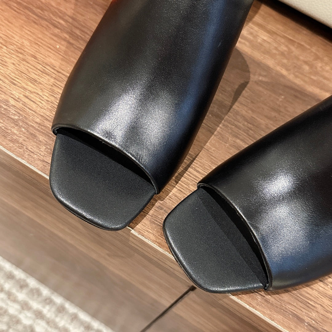 GLAM MULE 60 BLACK LAMBSKIN