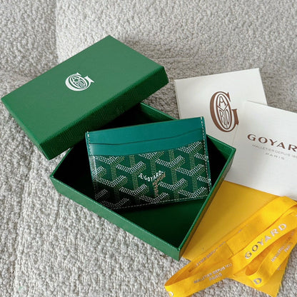 SAINT-SULPICE CARD WALLET 10 IN GREEN GOYARDINE CANVAS AND CALFSKIN