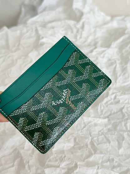 SAINT-SULPICE CARD WALLET 10 IN GREEN GOYARDINE CANVAS AND CALFSKIN