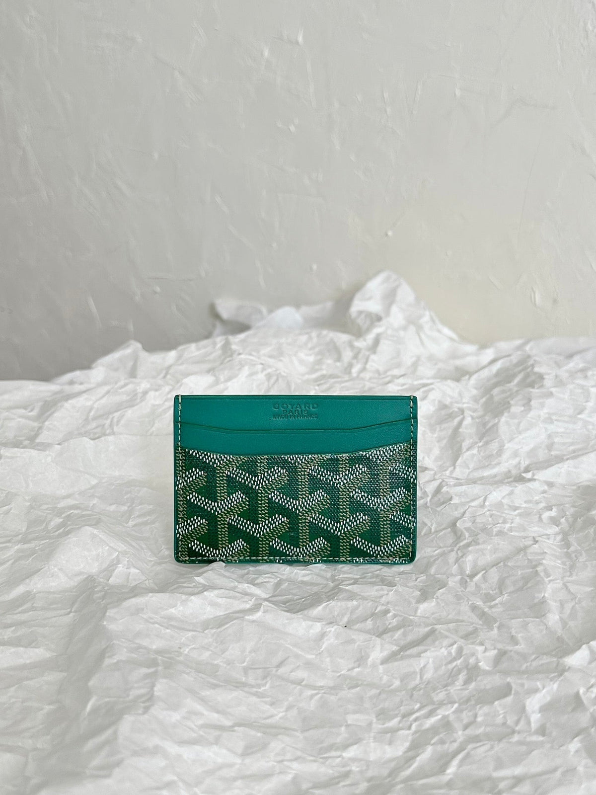 SAINT-SULPICE CARD WALLET 10 IN GREEN GOYARDINE CANVAS AND CALFSKIN