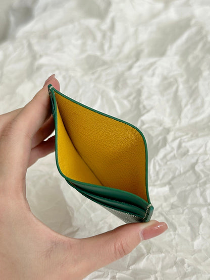 SAINT-SULPICE CARD WALLET 10 IN GREEN GOYARDINE CANVAS AND CALFSKIN