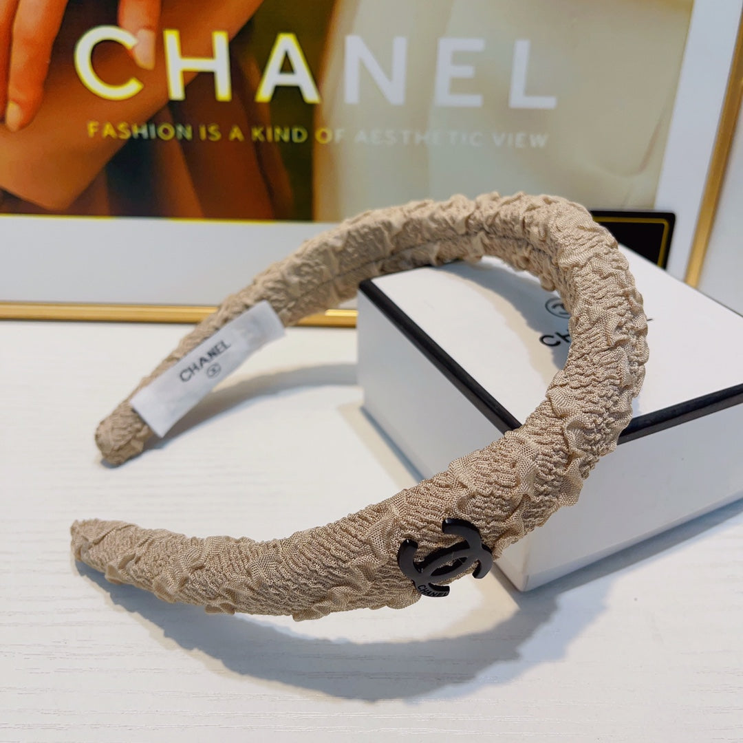 TAN BEIGE WRINKLED FABRIC HAIRBAND 925629