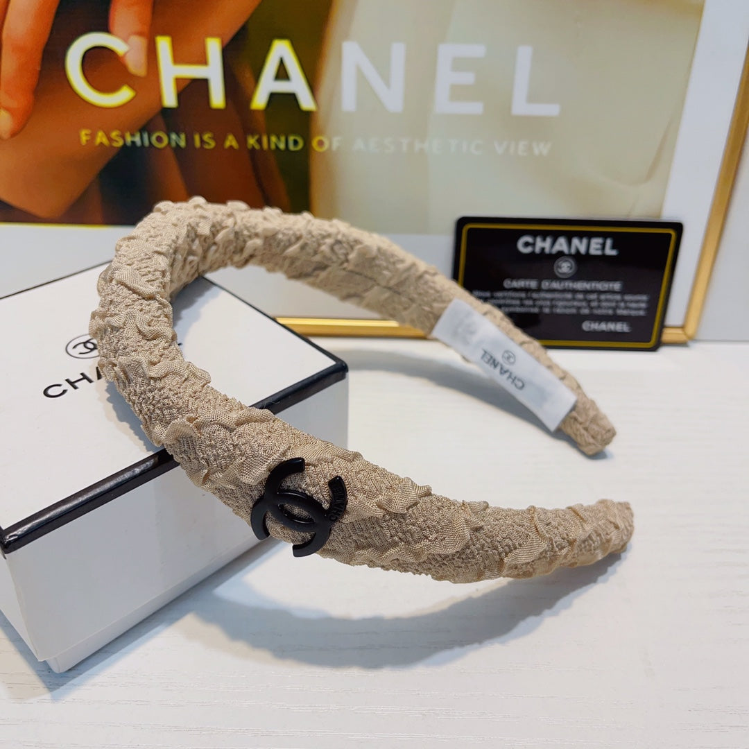 TAN BEIGE WRINKLED FABRIC HAIRBAND 925629