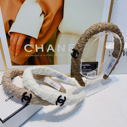 TAN BEIGE WRINKLED FABRIC HAIRBAND 925629