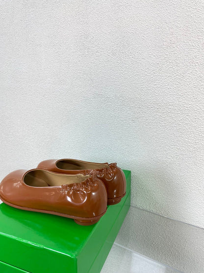 ATOMIC BALLERINA FLAT IN BRONZE BROWN CALFSKIN