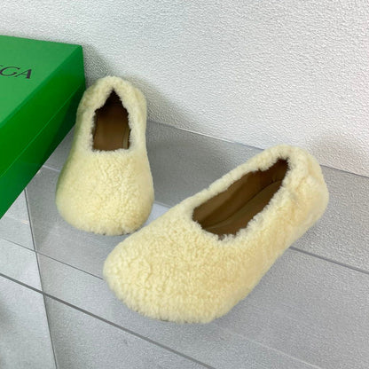 ATOMIC SHEARLING BALLERINA FLATS LIGHT YELLOW