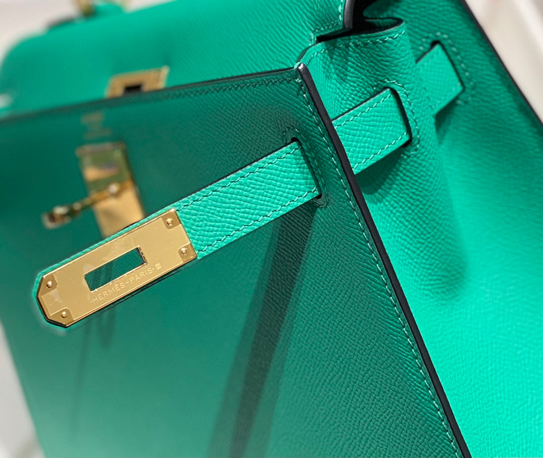 KELLY 28CM IN VERT VERTIGO EPSOM CALFSKIN GOLD HARDWARE
