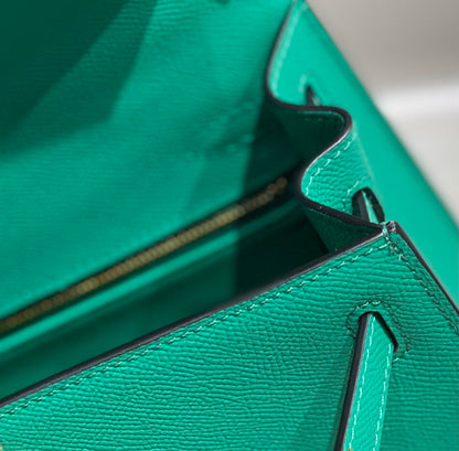 KELLY 28CM IN VERT VERTIGO EPSOM CALFSKIN GOLD HARDWARE