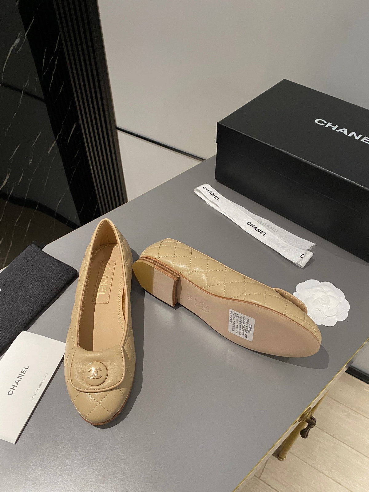BALLET FLAT BEIGE CREAM LAMBSKIN