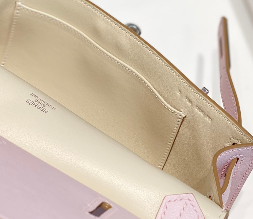 HM JYPSIERE SHOULDER BAG 23 IN BABY PINK CALFSKIN