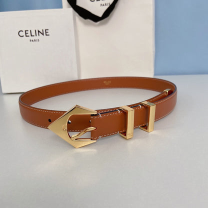 Medium Spike Belt 25mm Tan Calfskin Loop Gold Ghw