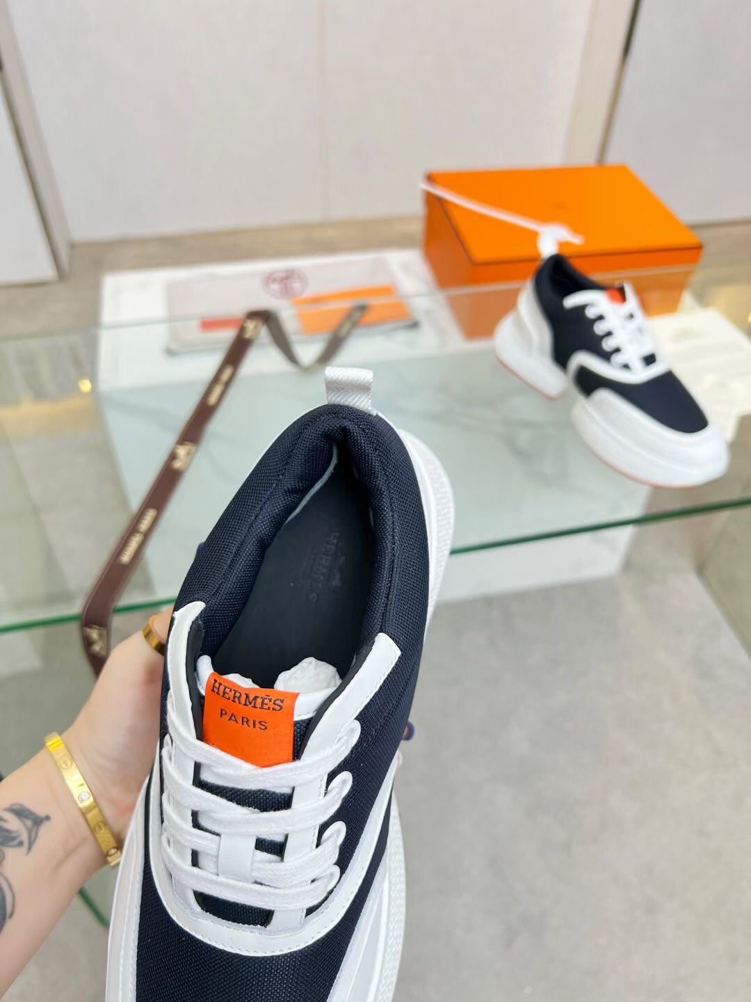 GIGA SNEAKER CHARCOAL BLUE CALFSKIN
