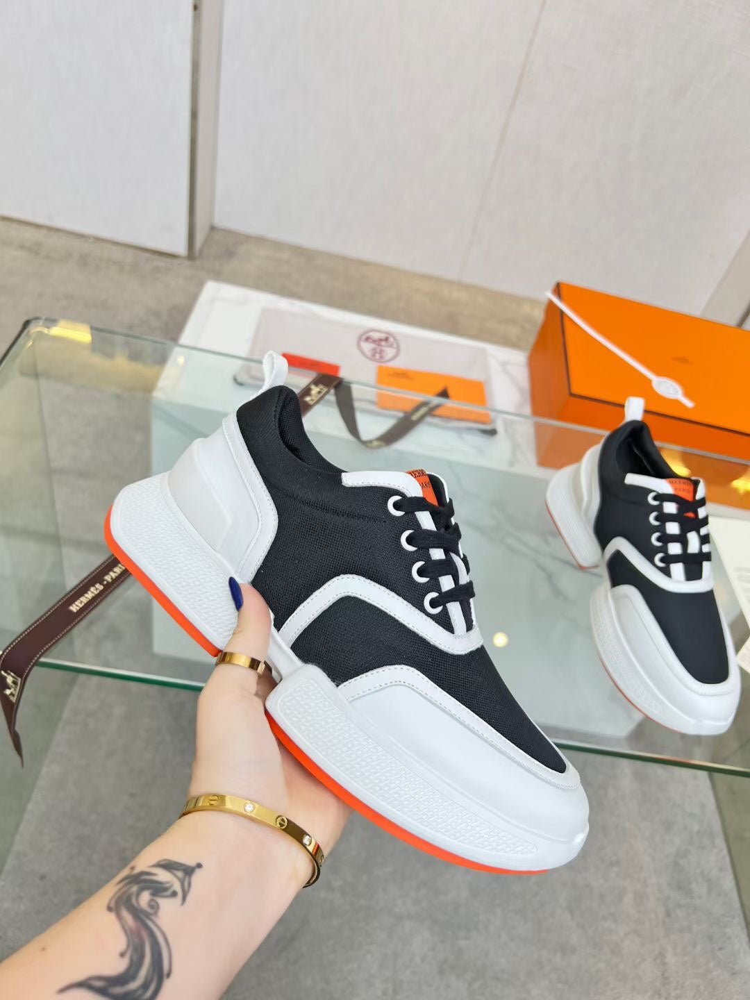 GIGA SNEAKER BLACK MIX WHITE CALFSKIN