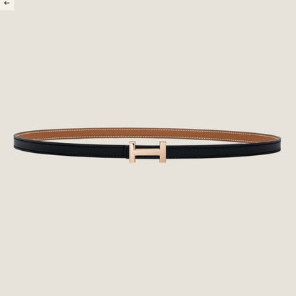 HM FOCUS BUCKLE & REVERSIBLE BLACK AND TAWNY BROWN LEATHER STRAP 13MM COPPER HARDWARE