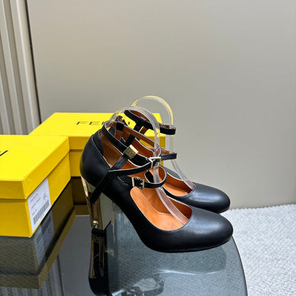 FENDI DELFINA HIGH-HEELED 85 MM SANDAL IN BLACK LAMBSKIN