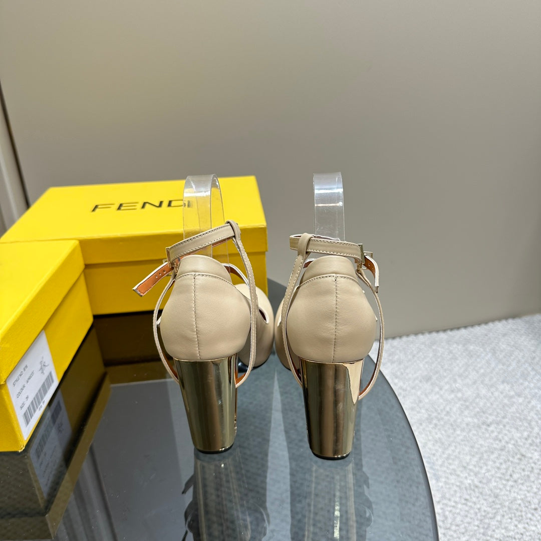 FENDI DELFINA HIGH-HEELED 85 MM SANDAL IN BEIGE LAMBSKIN