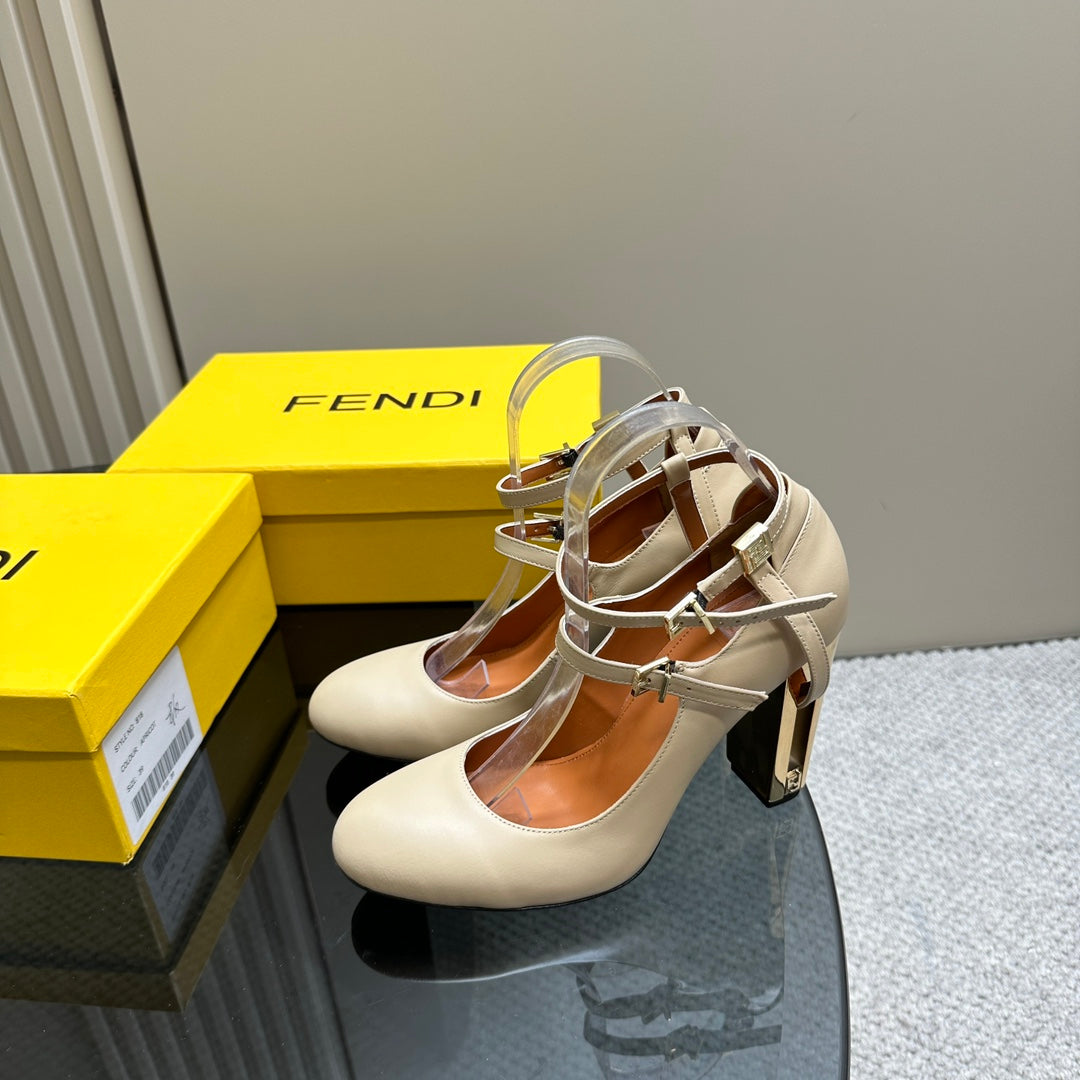 FENDI DELFINA HIGH-HEELED 85 MM SANDAL IN BEIGE LAMBSKIN