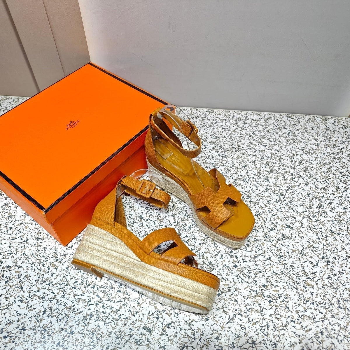 ELDA ESPADRILLE 80 AMBER CALFSKIN