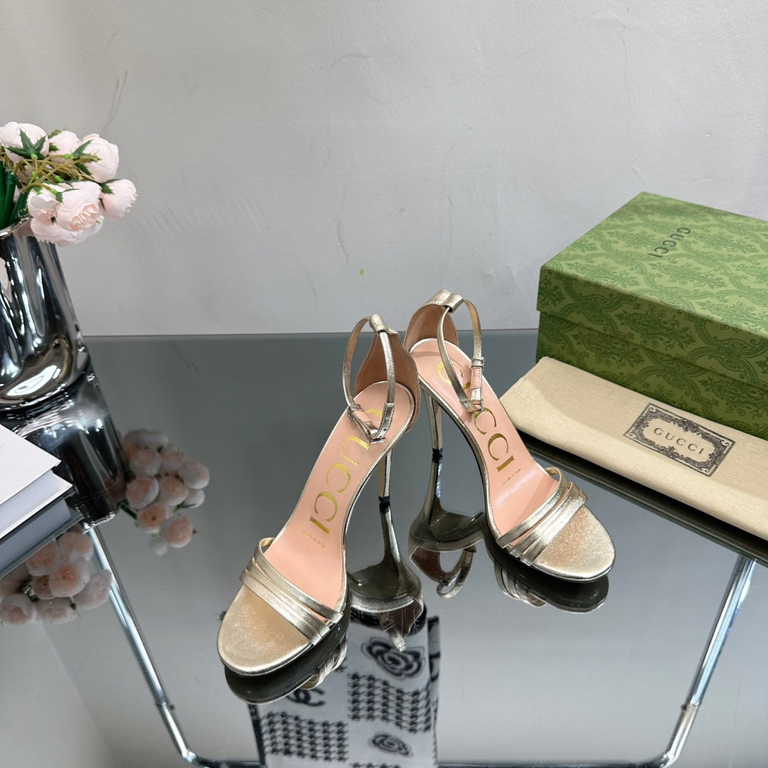 GG 105 HIGH HEEL SANDAL METALLIC GOLD LAMBSKIN