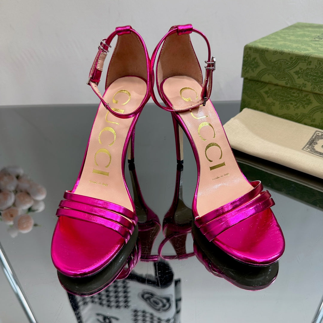 GG 105 HIGH HEEL SANDAL METALLIC PURPLE LAMBSKIN
