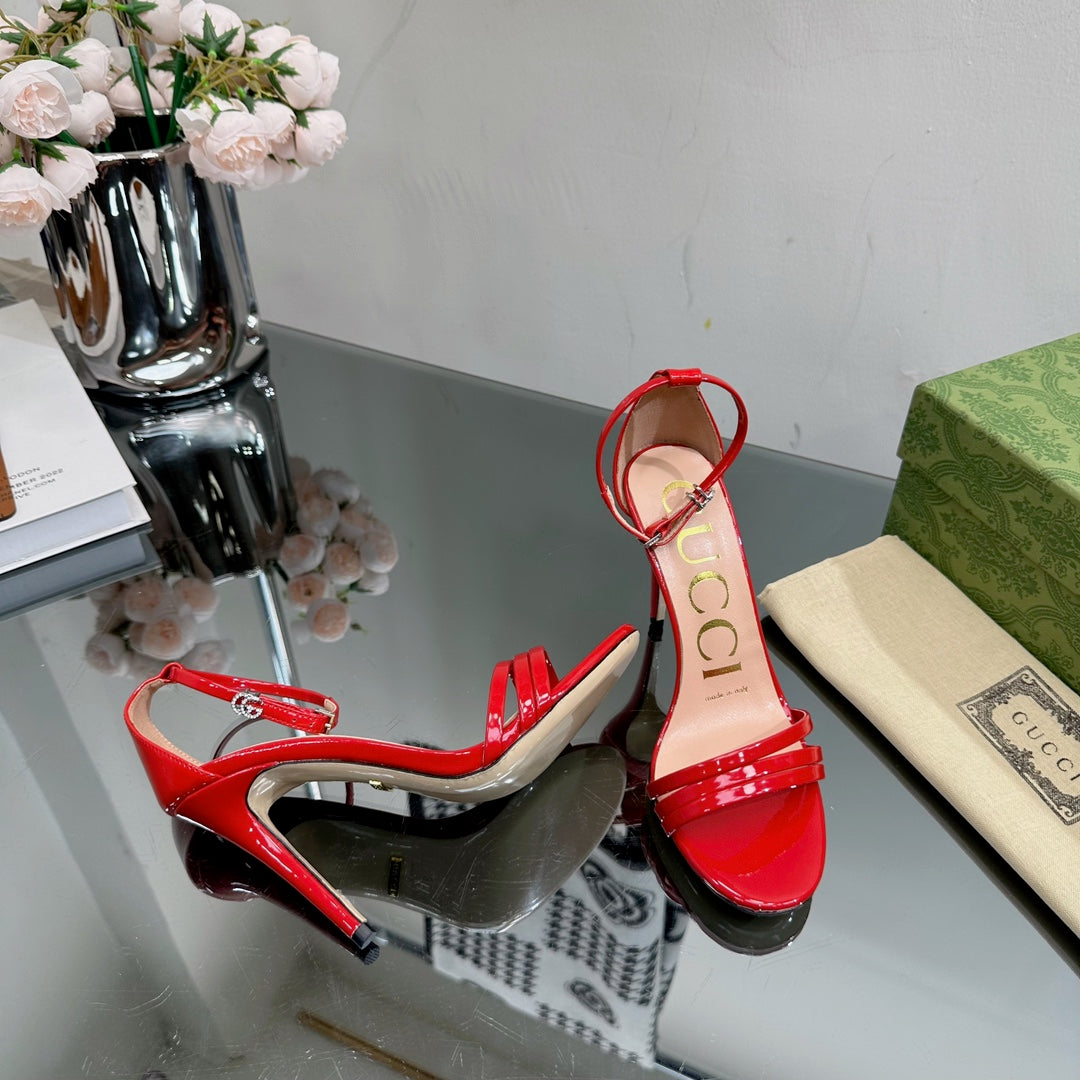 GG 105 HIGH HEEL SANDAL CRIMSON LAMBSKIN