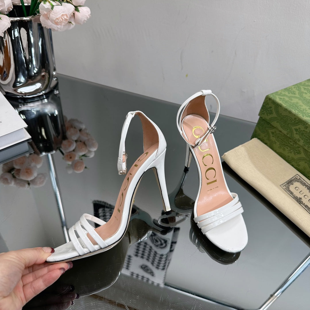 GG 105 HIGH HEEL SANDAL WHITE LAMBSKIN