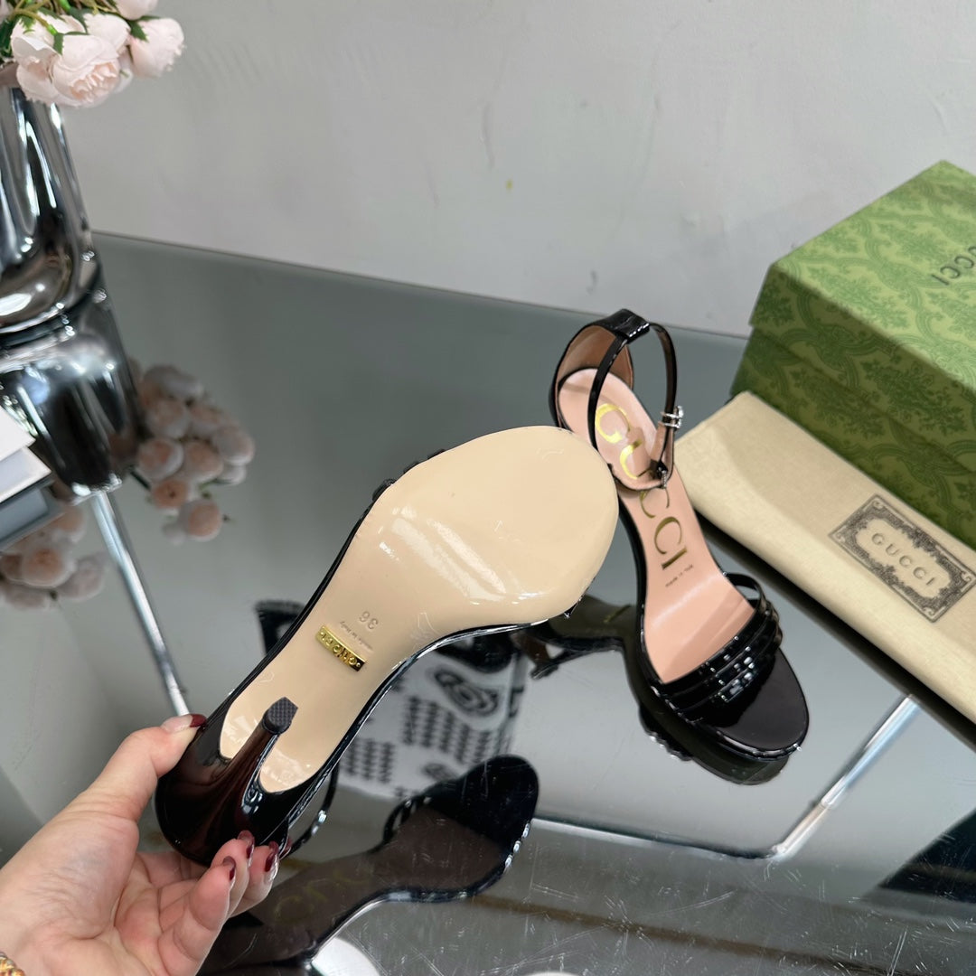 GG 105 HIGH HEEL SANDAL BLACK LAMBSKIN
