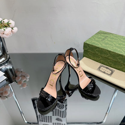 GG 105 HIGH HEEL SANDAL BLACK LAMBSKIN