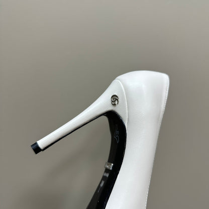 GG 105 BASIC HIGH HEEL WHITE LAMBSKIN