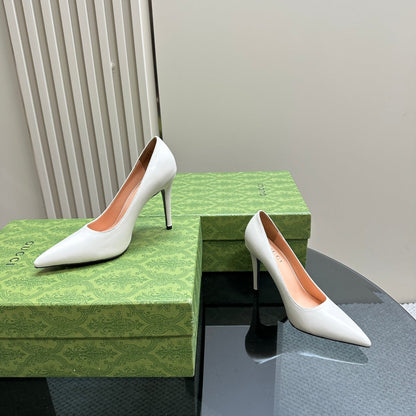 GG 105 BASIC HIGH HEEL WHITE LAMBSKIN