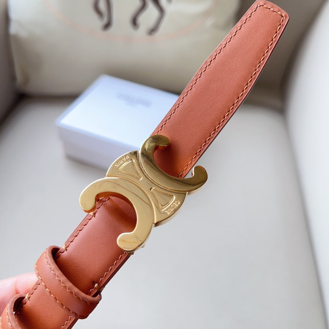 Medium Triomphe Belt 25mm Tan Calfskin Ghw