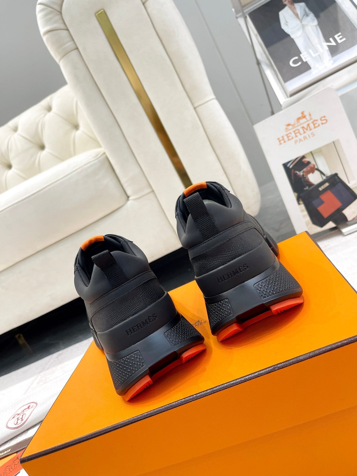 GIGA SNEAKER IN FULL BLACK STITCHED MESH AND CALFSKIN
