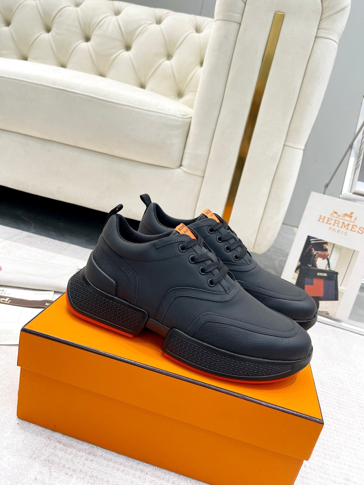 GIGA SNEAKER IN FULL BLACK STITCHED MESH AND CALFSKIN