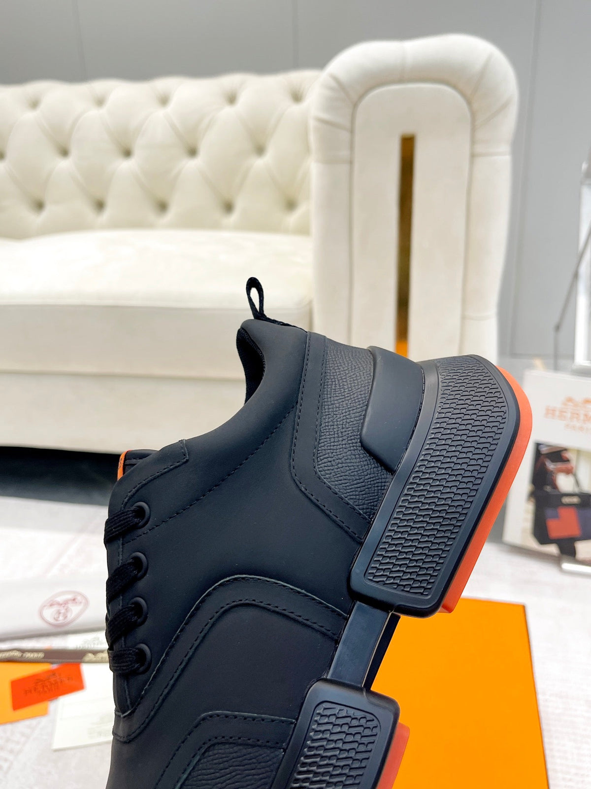 GIGA SNEAKER IN FULL BLACK STITCHED MESH AND CALFSKIN
