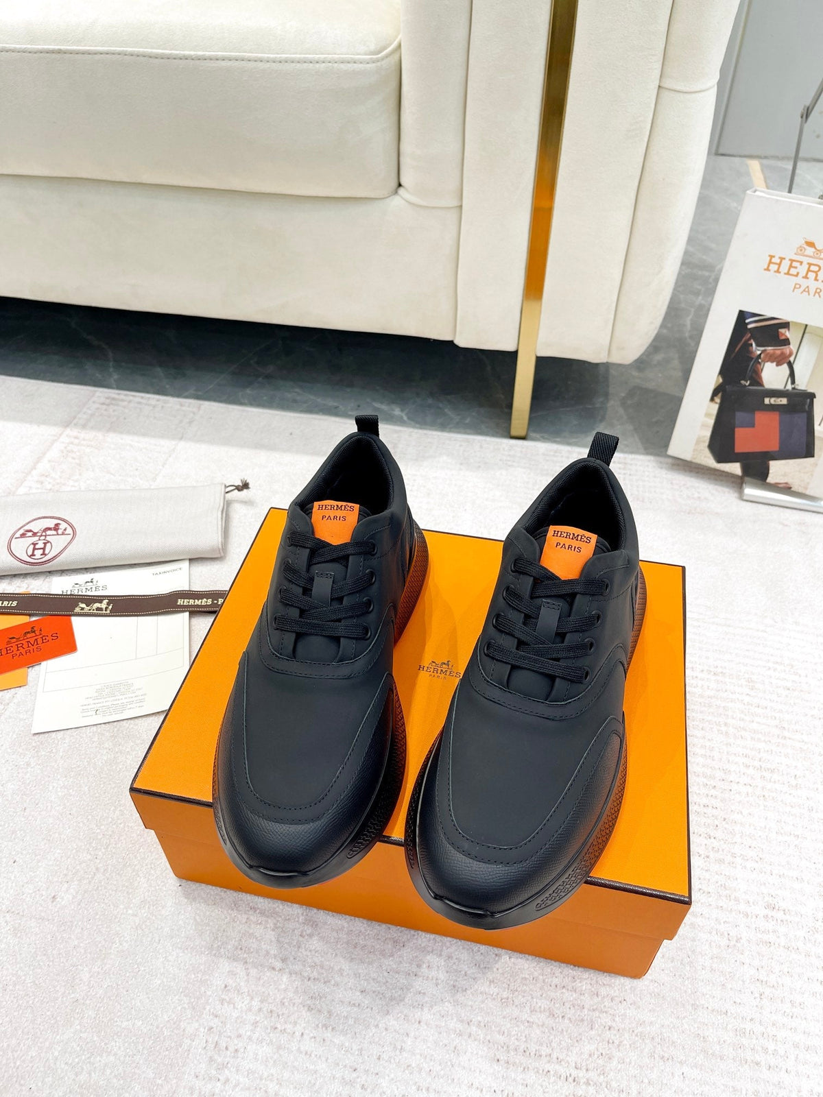 GIGA SNEAKER IN FULL BLACK STITCHED MESH AND CALFSKIN